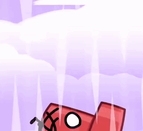 a cartoon drawing of a red object with a face and arms and legs