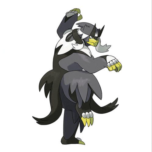 a cartoon drawing of a black and white animal