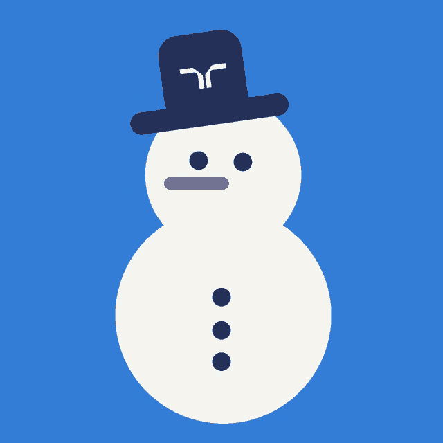 a snowman wearing a black top hat with the letter j on it