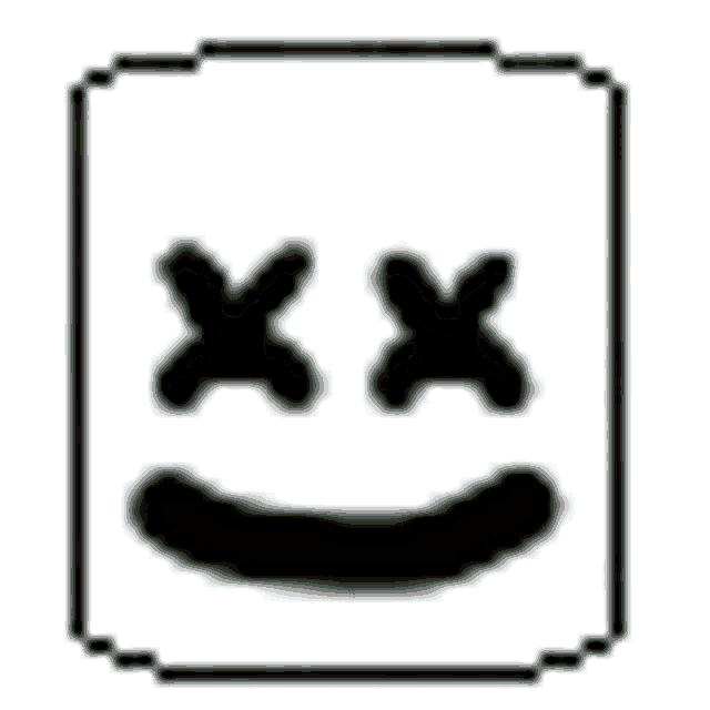 a pixel art drawing of a marshmallow with a dead face and a smiling face .