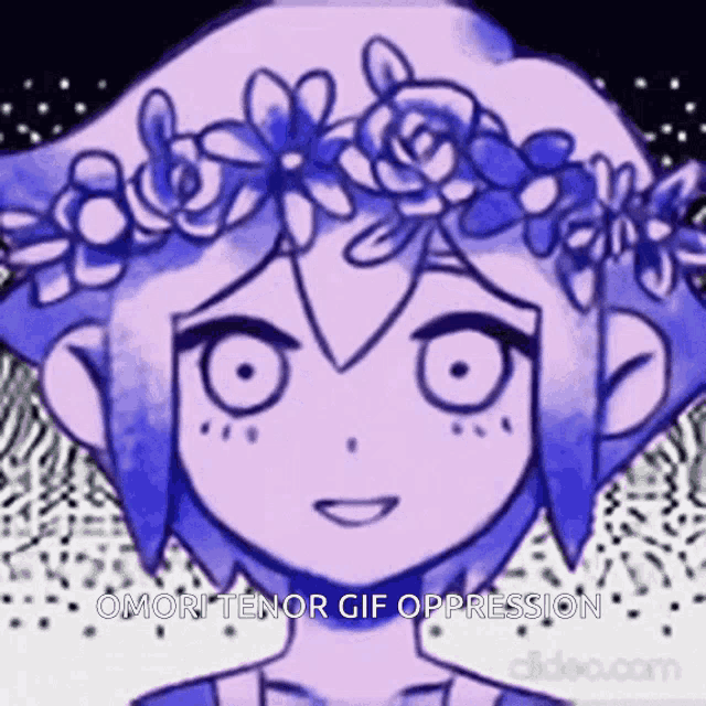 a cartoon character with a flower crown on her head