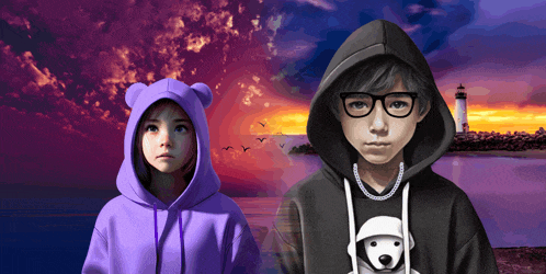 a boy and a girl are standing next to each other