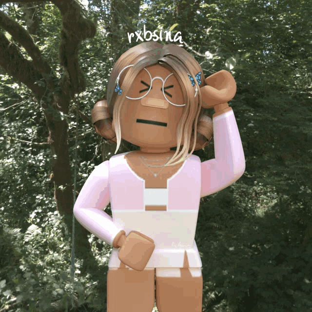 a cartoon character with a bandage on her nose and the name rxosina on her head