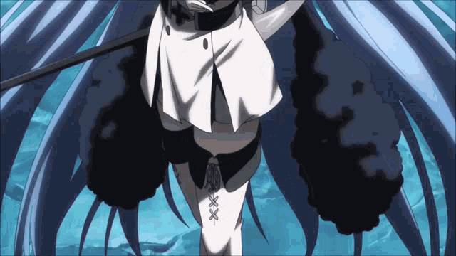 a cartoon character with a white skirt and black socks