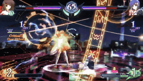 a video game is being played with the number 65 in the center