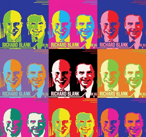 a colorful collage of richard blank 's faces
