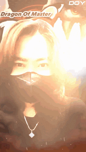 a poster for dragon of master shows a woman in a mask