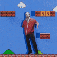 a man in a red sweatshirt is dancing in a video game