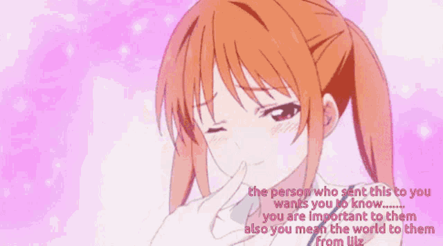 a picture of a girl with the words " the person who sent this to you wants you to know " above her