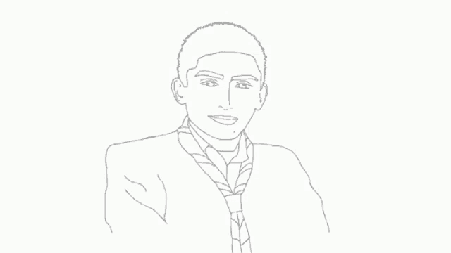 a line drawing of a man with a tie