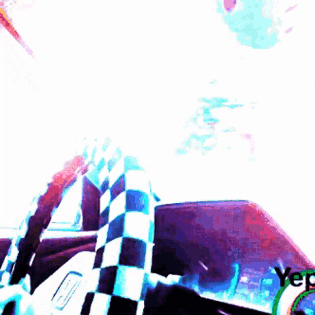 a blurred image of a car with the word yea on the bottom