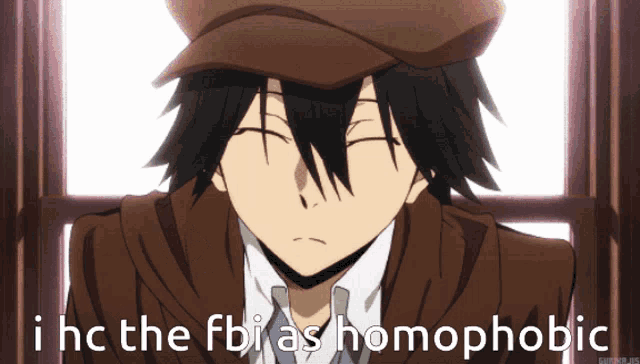 a picture of a man with the words i hc the fbi as homophobic below him