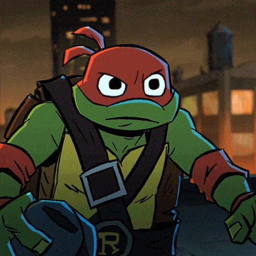 a teenage mutant ninja turtle with a belt that says r on it