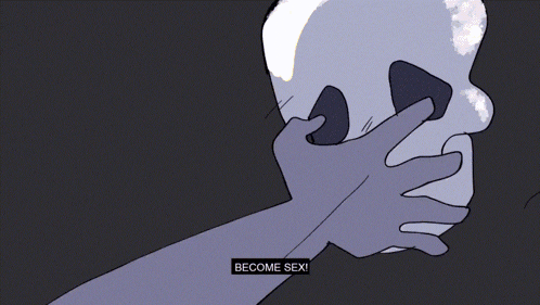 a drawing of a person with the words " become sex " on the bottom right