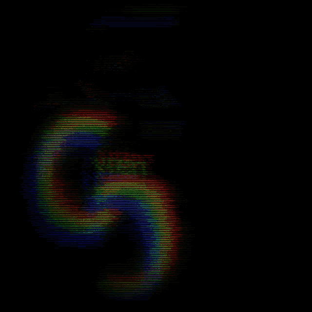 a rainbow colored swirl on a black background with the letter g
