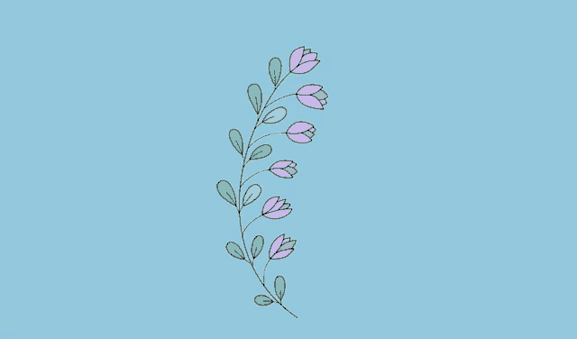 a drawing of flowers on a blue background