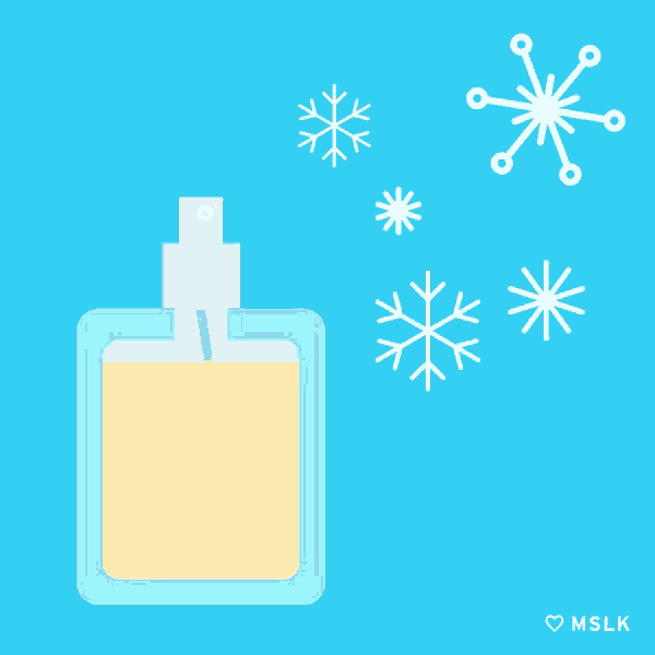 a spray bottle with snowflakes coming out of it