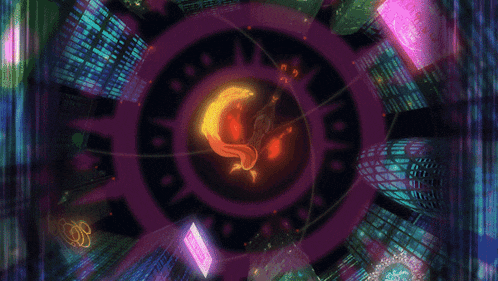 a cartoon drawing of a person flying through a circle with the letter o on it