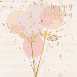 a birthday card with a bunch of balloons and confetti