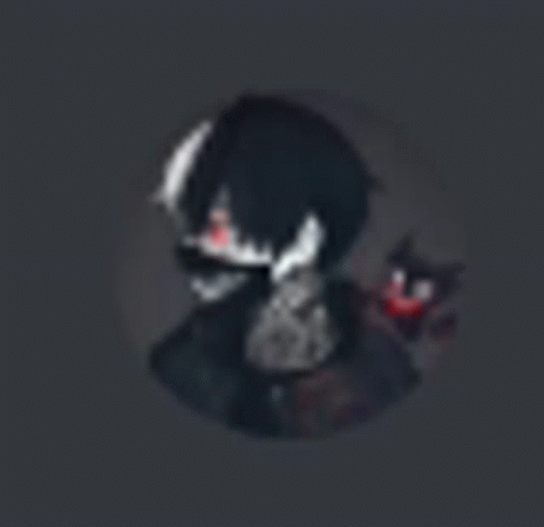 a blurred image of a boy with red eyes and a cat on his back .