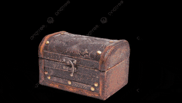 a treasure chest is surrounded by a cloud of smoke with a black background and a watermark that says duu