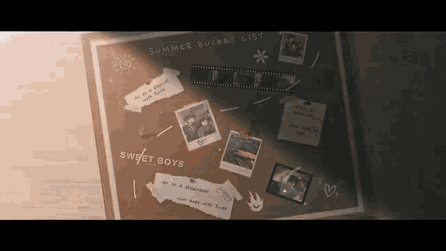 a summer bucket list is displayed on a board
