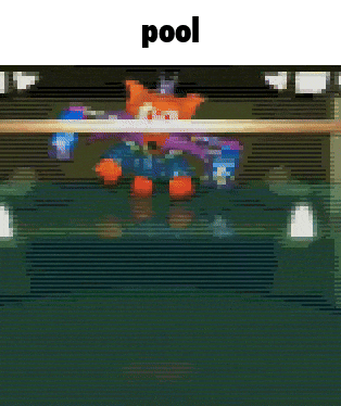 a pixelated image of a cat in a pool with the word pool above him