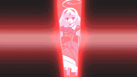 a pixel art of a girl with a red halo