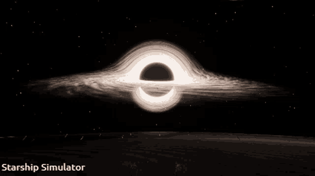 an image of a black hole with the words starship simulator underneath it