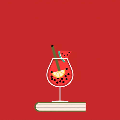 an advertisement for plot twists and sweet sips shows a drink in a glass on top of a book