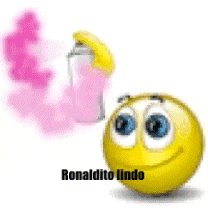 a smiley face with a spray can in its mouth and the words ronaldito lindo written on it