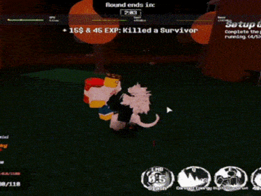 a screenshot of a video game that says round ends in