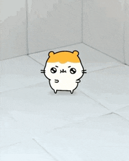 a cartoon hamster is standing on a tile floor
