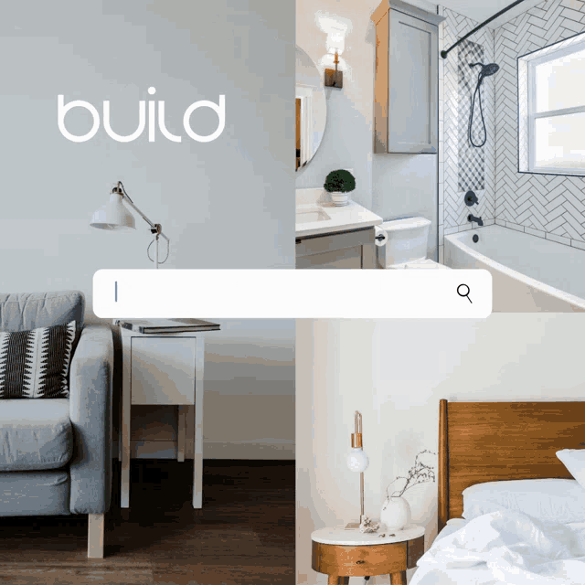 a collage of images with the word build on the top