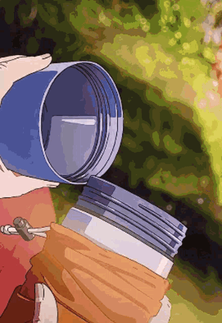 a cartoon of a person pouring water into a cup