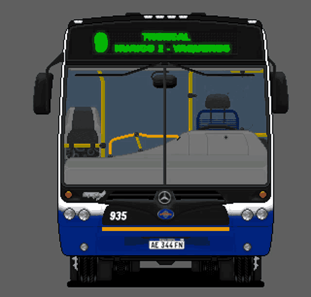 a drawing of a bus with the number 935 on it