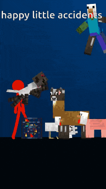 a happy little accidents poster with minecraft characters