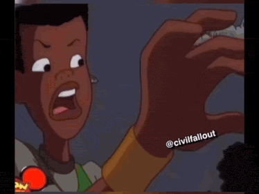 a cartoon character 's feet are shown with a sticker that says civilfallout