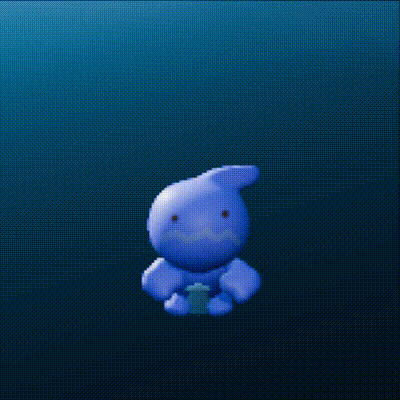 a cartoon bunny with a blue background and a yellow nose