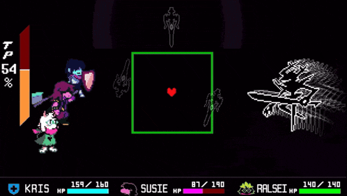 a screenshot of a video game with a character named kris and susie