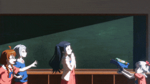 a girl with white hair and red ribbons in her hair looks angry