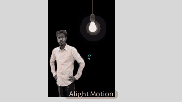a man stands in front of a light bulb with the words good night friend written on the bottom