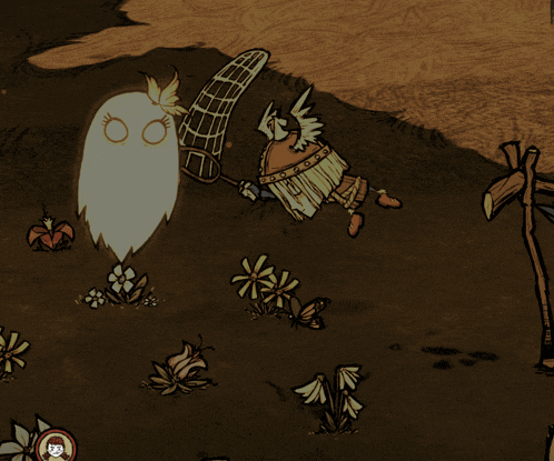 a cartoon drawing of a ghost and a man with a shield