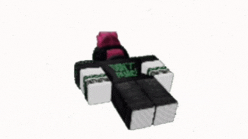 a roblox character wearing a black shirt that says " do n't punk "