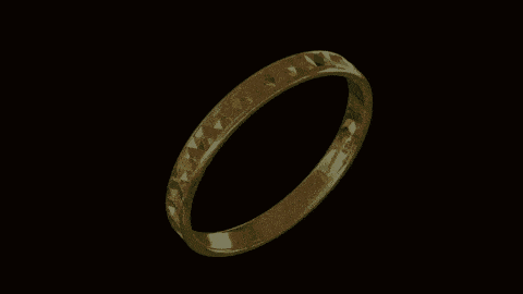 a gold ring is surrounded by a yellow frame