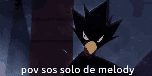 a picture of a bird with the words pov sos solo de melody above it