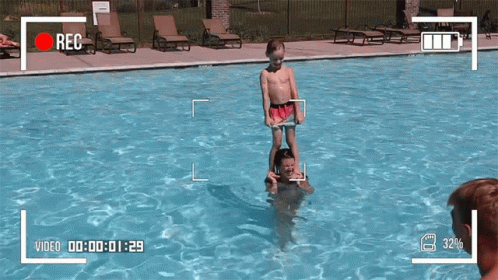 Pool Day Scott And Camber GIF - Pool Day Scott And Camber Jump In Pool GIFs