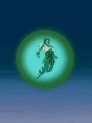 a cartoon character is flying through a green circle in the air