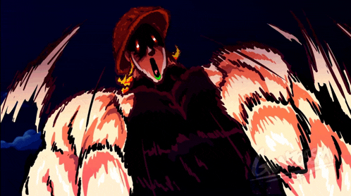 a cartoon drawing of a person with wings
