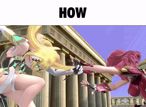 a picture of a video game character with the word how above it